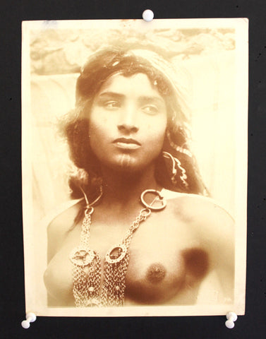 LEHNERT & LANDROCK Vintage Half-length Portrait of Young Tunisian Woman, Breast Original Photo Tunisia, 1920s