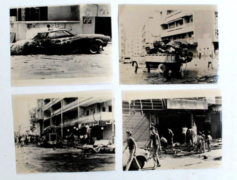 (Set of 4) Lebanon Civil War Destruction B&W Aftermath Original Vintage Photos