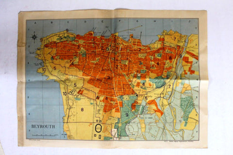 Beirut Beyrouth Lebanon Vintage French Map 1950s?