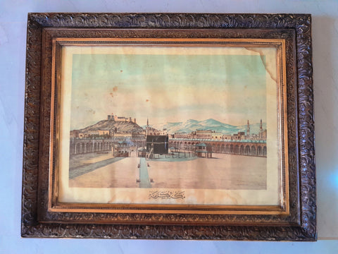 Mecca Hajj (ملصق مكة المكرمة, السعودية) 62x45cm Original Framed Old Poster 1800s
