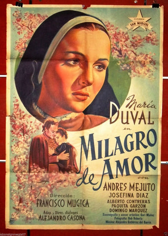 Milagro de amor (María Duval) Org. Argentinean Movie Poster 40s