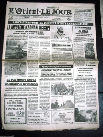 L'Orient-Le Jour {Libya - Mouammar Kadhafi} War Lebanese French Newspaper 1986