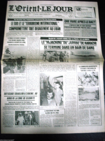 L'Orient-Le Jour {Aircraft Hijacking 747} Lebanese French Newspaper 6 Sep. 1986