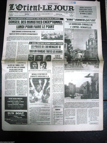 L'Orient-Le Jour {Sodeco Beirut} Civil War Lebanese French Newspaper 1984