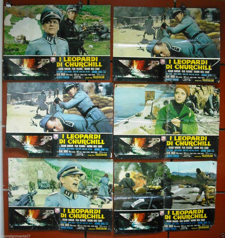 {Set of 7} I Leopardi di Churchill {Klaus Kinski} Italian Lobby Card 70s
