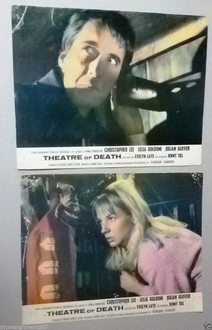 Set of 7 Theatre of Death Christopher Lee 11x14 ORG British Movie Lobby Card 70s
