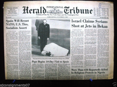 International Herald Tribune {Pope John Paul II Madrid} Newspaper 1982
