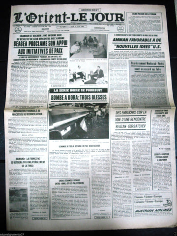 L'Orient-Le Jour {Civil War - Dora Bomb - Geagea} Lebanese French Newspaper 1986