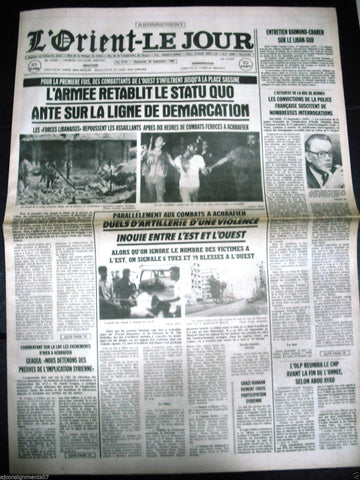 L'Orient-Le Jour {Civil War - Achrafieh} Lebanese French Newspaper 28 Sep. 1986