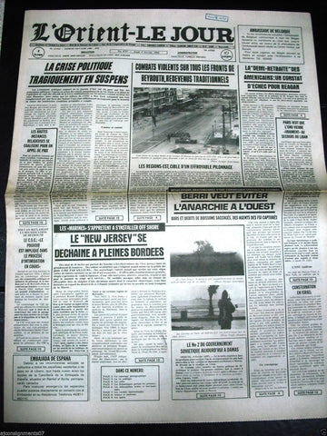 L'Orient-Le Jour {Beirut, Mazraa} Civil War Lebanese French Newspaper 1984
