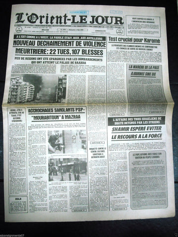 L'Orient-Le Jour {Beirut, Mazraa South} Civil War Lebanese French Newspaper 1984