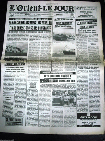 L'Orient-Le Jour {Tripoli Port} Civil War Lebanese French Newspaper 1984