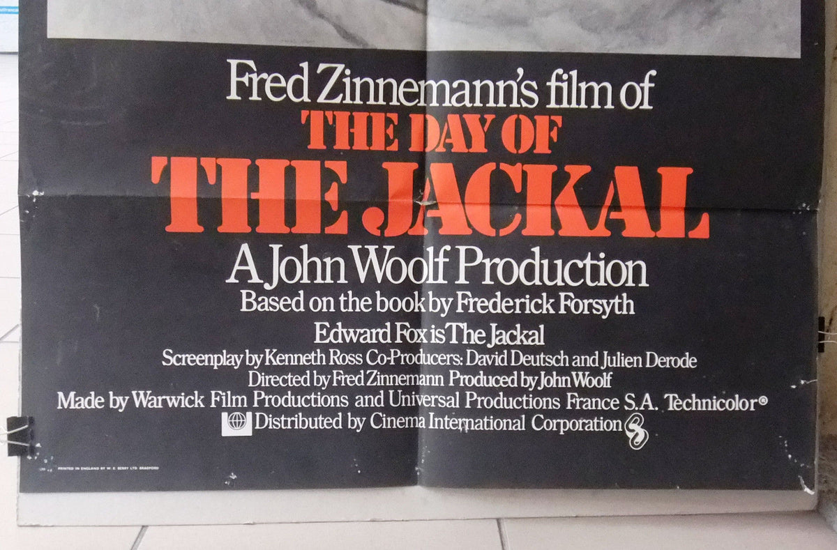 THE DAY OF THE JACKAL {Frederick Forsyth} Original British Movie Poste