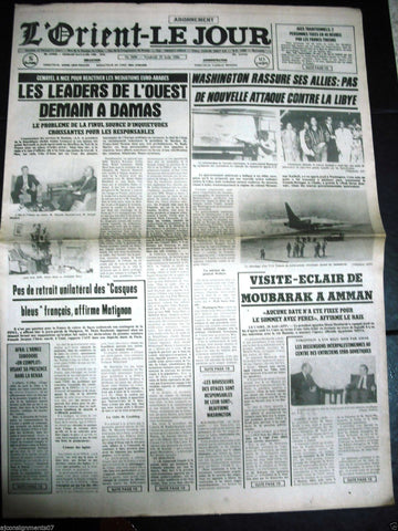 L'Orient-Le Jour {War - Libya - Kadhafi} Lebanese French Newspaper 29 Aug. 1988