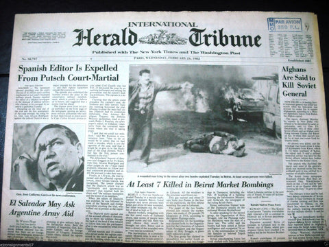 International Herald Tribune {Beirut Market Bombing} Paris Global Newspaper 1982