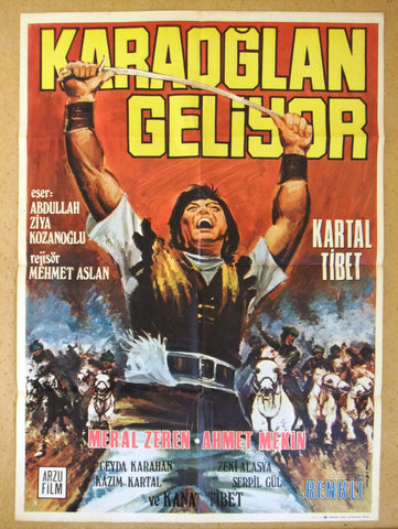 Karaoglan Geliyor {Kartal Tibet} Turkish Original Movie afişi Rare Poster 70s