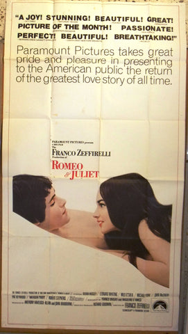 3sh Romeo and Juliet (Olivia Hussey) 41"x81" Original Movie US Poster R70s