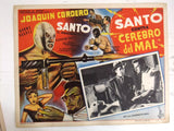 (Set of 4) Santo Contra Cerebro Del Mal Mexican Original Lobby Card 50s