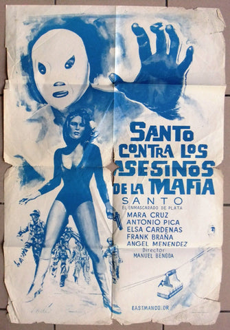 Santo contra los asesinos de la Mafia Original Movie Poster 70s