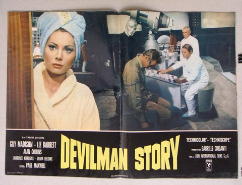(Set of 8) DEVILMAN STORY (Guy Madison) Italian Film Lobby Card 70s