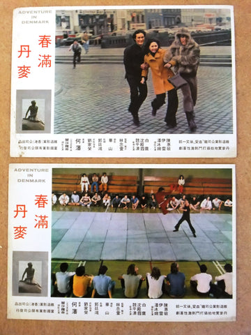(Set of 2) Adventure in Denmark Michael Wai-Man) Kung Fu Original Lobby Card 70s