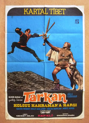 Tarkan kartal Tibet Kolsuz Kahramana Karşı Original Film Turkish poster 60s