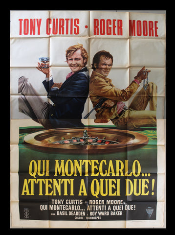 Qui Montecarlo...attenti a quei due! Roger Moore) Italian Movie Poster (4F) 70s