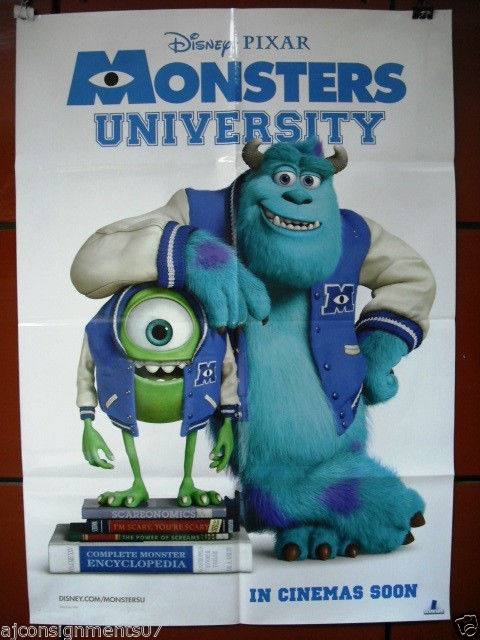 monsters university movie poster Monsters University Pixar Disney S.S. NM Original INT. 40