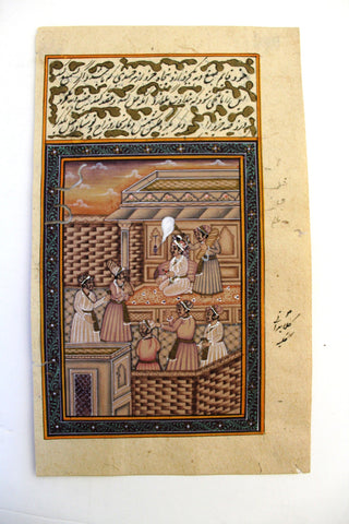 Persian Manuscript Mughal Miniature Authentic Painting (book leaf) مخطوط, منمنمة فارسية
