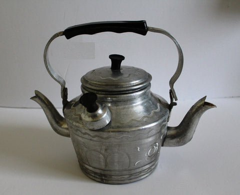 vintage aluminum double-spout turkish teapot Kettle