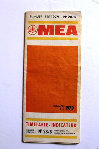 Middle East Airlines MEA Timetable طيران الشرق الأوسط Original BROCHURE 1979