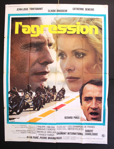 L'Agression (stars Jean-Louis Trintignant) 46"x61" French Movie Original Poster 70s