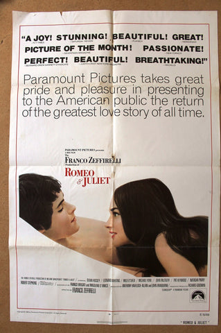 Romeo and Juliet (Olivia Hussey) 41"x27" Original Movie US Poster R70s
