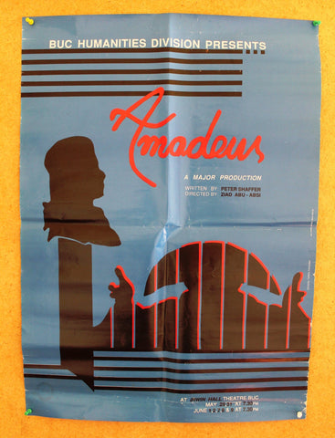 Amadeus (Peter Shaffer) Lebanese Beirut BUC Theatre Poster 1980?