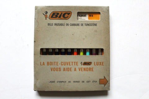 Vintage Bic Antiderapant M8 Original Ballpoint Box (Set of 10) MIB Unused Pens France 70s