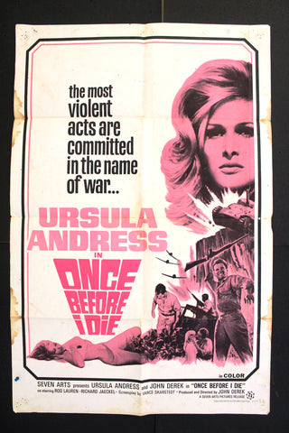 Once Before I Die (Ursula Andress) 41"x27" Original Movie US Poster 60s
