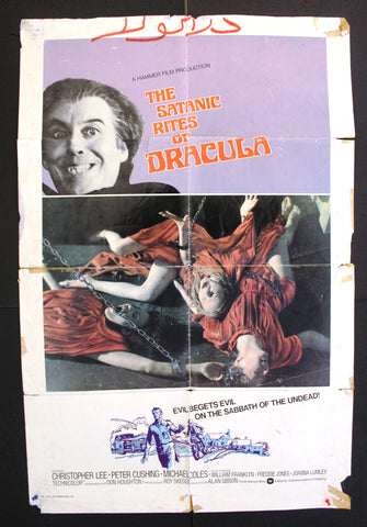 The Satanic Rites of Dracula (Christopher Lee) 41x27" US 1st Movie Poster 70s
