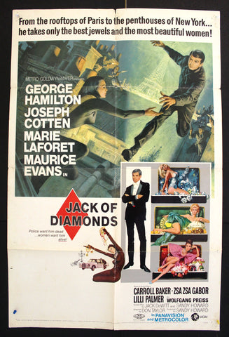 Jack of Diamonds (George Hamilton) 27x41" Original US Movie 1st Poster 60s