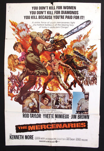 The Mercenaries {Rod Taylor} 41x27" Original Movie Poster 60s