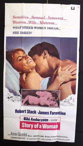 Story of a Woman (Bibi Andersson) 81x41" Original US Movie 3sh Poster 70s