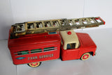 OLD Wrecker Fire Tin Toy Truck Friction Drive /Box Rare MF 781