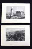 (Pack of 12) Lebanese Lebanon Cities Sketches Souvenir Repro Engraving 80s?