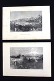 (Pack of 12) Lebanese Lebanon Cities Sketches Souvenir Repro Engraving 80s?