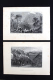 (Pack of 12) Lebanese Lebanon Cities Sketches Souvenir Repro Engraving 80s?