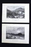 (Pack of 12) Lebanese Lebanon Cities Sketches Souvenir Repro Engraving 80s?