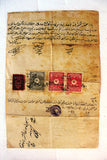 Antique Ottoman Empire Manuscript Document Revenue Stamps Land Sale Deed