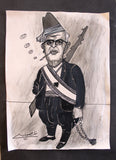رسم كاريكاتير الرئيس سليمان فرنجية Suleiman Frangieh Original Art Caricature Signed Drawing 1971