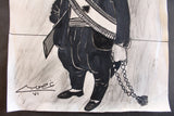 رسم كاريكاتير الرئيس سليمان فرنجية Suleiman Frangieh Original Art Caricature Signed Drawing 1971