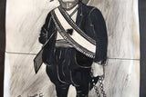 رسم كاريكاتير الرئيس سليمان فرنجية Suleiman Frangieh Original Art Caricature Signed Drawing 1971