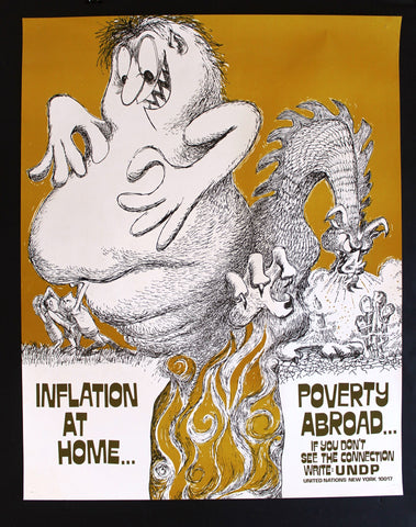 Inflation at Home, Poverty Abroad Original United Nations Poster 70s?